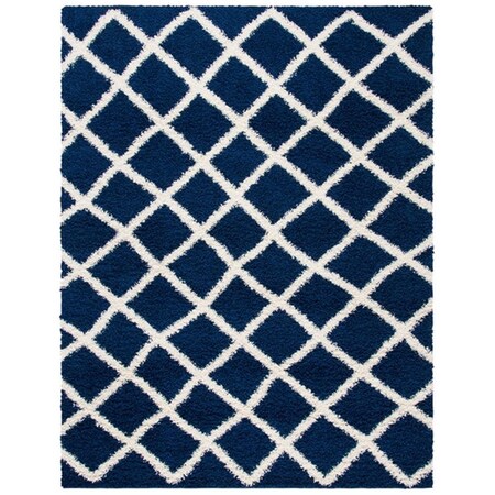 Safavieh 6 x 9 ft. Dallas Shag 258N Power Loomed Rectangle Area Rug; Navy & Ivory SGD258N-6